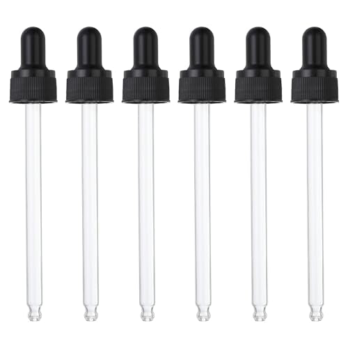 PATIKIL Glass Eye Dropper Caps, 6 Pcs Plastic Glass Dropper Closure Top for 100ml(3.4oz) Essential Oils Bottle, Perfume, Lab Experiments, Black - size: 100ml
