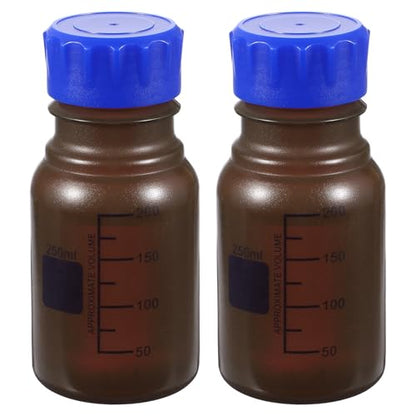 PATIKIL 250ml Media Storage Bottles,2pcs Plastic Graduated Bottle, Brown - color: Brown, size: 250ml