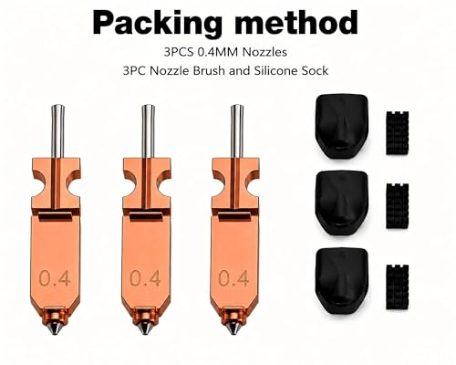 Upgraded AD5X Nozzle Set 0.4mm, 3PCS with 3Cleaning Brushes & Silicone Socks - size: 0.4mm x 3