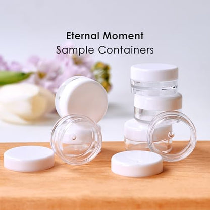 Eternal Moment 50 Pack 5G Sample Containers with Lids Cosmetic Small Jars - color: White Lid, size: 0.17 Ounce