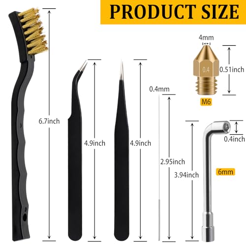 Ender 3 Nozzles 0.4MM,20Pcs Brass Hotend Nozzles with 16Pcs 3D Printer Nozzle Cleaning Kit,3D Printer Toos for Creality Mk8 Ender 3/Ender 3 Pro Upgrades/Ender 3 V2,3D Printer Accessories - color: 3D Printer Nozzle Wrench Maintenance Kit