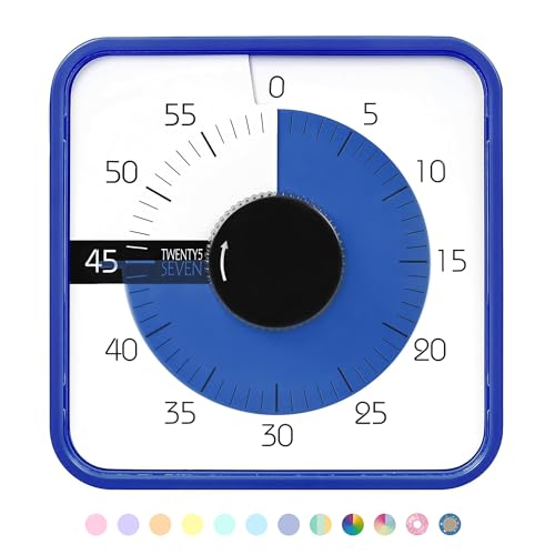 TWENTY5 SEVEN 7.5-Inch Visual Timer, Battery-Free 60-Minute Countdown Clock - color: Navy Blue