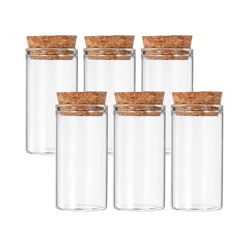 PATIKIL 25ml Test Tubes, 6pcs 2.36x1.18 Glass Clear Flat Bottom Test Tube Containers with Cork Stopper for Bead Party Candy Bath Salt Storage Scientific Experiment Plant Propagation - size: 25ml
