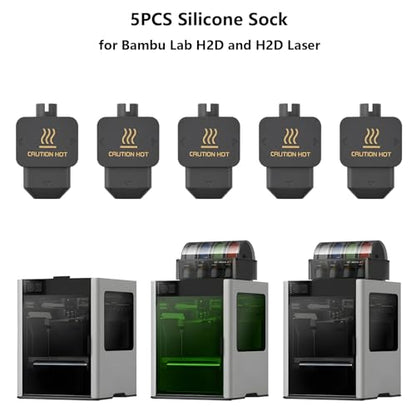 5PCS Silicone Socks for H2D Hotend, Heating Block Nozzle Protect Silicone Cover 3D Printer Parts Accessories for Bambu Lab H2D, High Temperature Resistance & Durable Silicion Sleeve - style: Silicone Socks (5PCS）