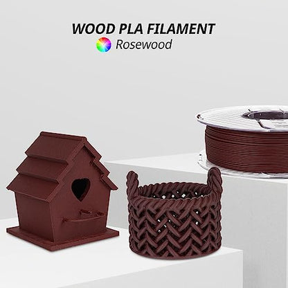 AMOLEN Wood PLA 3D Printer Filament 1.75mm Dry Rosewood 15% Wood Fiber 1KG - color: Wood-dry Rose