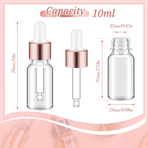 Didaey 100 Pcs Mini Glass Oil Dropper Bottle, 10 ml, Rose Gold - color: Rose Gold, size: 10 ml