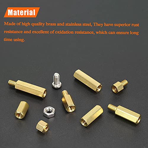 HELIFOUNER 140 Pieces M4 Male Female Hex Brass Spacer Standoff Screw Nut Assortment Kit - size: M4 Brass Standoff Kit