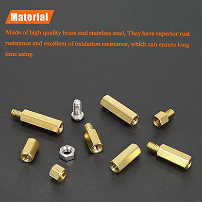 HELIFOUNER 140 Pieces M4 Male Female Hex Brass Spacer Standoff Screw Nut Assortment Kit - size: M4 Brass Standoff Kit