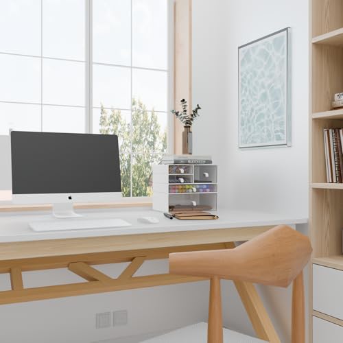 White & Clear 5-Drawer Stackable Desk Organizer Storage Set - size: 5 drawer white & clear