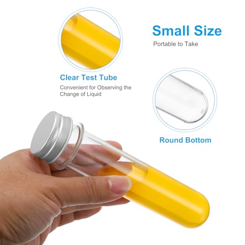PATIKIL 100ml Test Tubes Set, 16pcs Plastic Clear Round Bottom Test Tube - size: 100ml