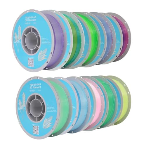 Crystal Rainbow PLA 3D Printer Filament Bundle, 10 Rolls,1KG Spool(2.2lbs) 1.75mm Gradient Filament for Most FDM 3D Printers,10 Different Crystal Rainbow Colors - color: 10*1kg Different Crystal Rainbow