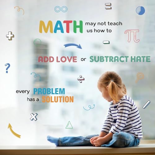 LHIUEM 62pcs Math Wall Stickers Colorful Mathematics Wall Decals Peel and Stick Math Symbols Pattern Kids Stickers Gift Motivational Quotes Wallpapers Problem Solution Sticker for Classroom Nursery - color: Math Wall Sticker