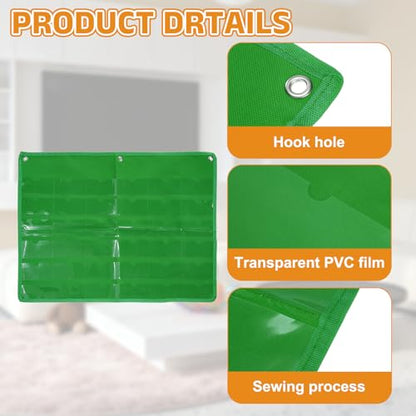 PATIKIL 2"x4" Index Card Holder Sleeve 36 Card Slots Organizer Sleeve - color: Green