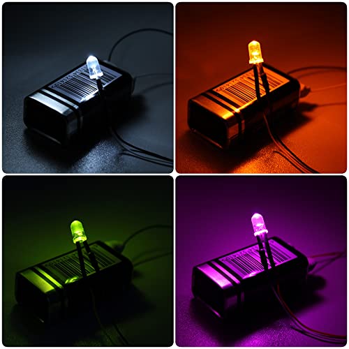 DiCUNO 100Pcs (10 Colors × 10Pcs) 5MM Pre Wired 12V LED Diodes, 9.4" Lead - color: 10 Colors * 10 Pcs
