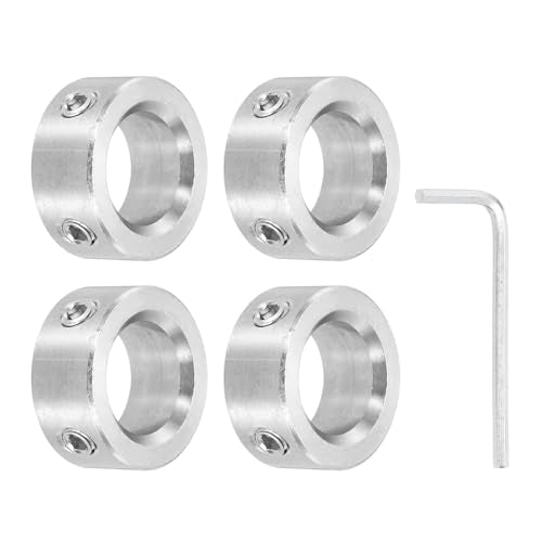 MECCANIXITY 4 Pcs Shaft Collars, 17mm Bore Solid Stainless Steel Set 2 Screw Shaft Collar 28mm OD 12mm Thickness for Motor Garden Cart Pulley Machinery and Industrial Use - size: 17mm ID 28mm OD 12mm H with 2 Screw