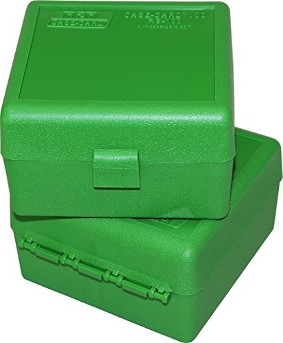 MTM RS-100-10 100 Round Flip-Top Rifle Ammo Box .17, .222, 223, 6x47, .222 Mag, USA Made, Green - color: Green