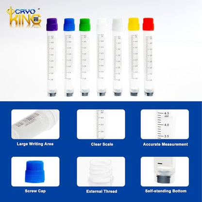 Multi-Coded Cryovials 5.0 ml, 500 Pcs, External Thread, White Caps - color: White, size: 5.0ml