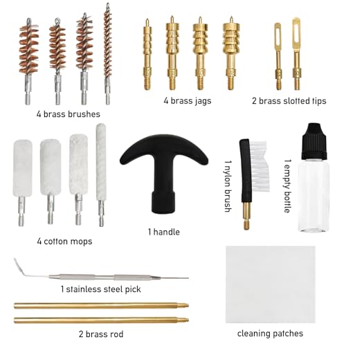 ELVO Gun Cleaning Kit 21-Piece Brass Set (.22 9mm .357 .38 .40 .45)