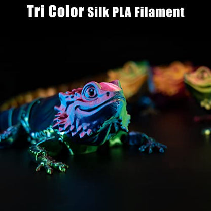 3D Printer Filament PLA, 3 in 1 Rainbow PLA Filament 1.75mm +/-0.02mm, High-Speed Printing Silk PLA Tri Color Filament, Fit to AMS, Coextrusion 3D Filament Bundle 200g x 4 Spools - color: 4 Pack Tri-color