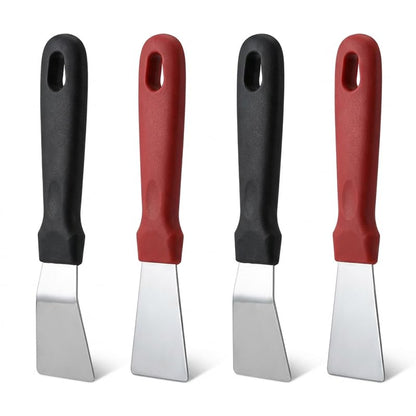 4 Pack Scraper Tool - Stainless Steel Metal Scraper with Comfortable Handle for Easy Separation of Prints (Black x 2 + Red x 2)