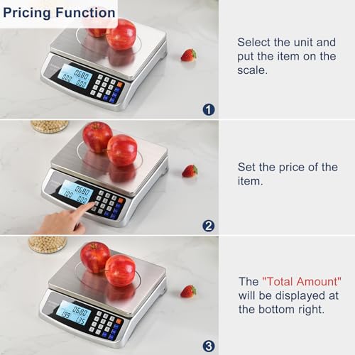Atogou 66lb Food Scale, Commercial Kitchen Scale with Price Computing - style: Silver 66lb/30kg