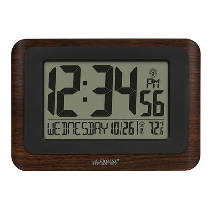 La Crosse Technology 513-17907-INT Digital Atomic Clock with Temperature - Walnut/Black - color: Walnut, size: Large