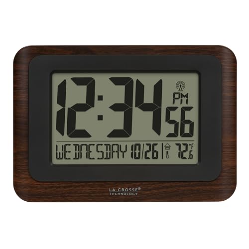 La Crosse Technology 513-17907-INT Digital Atomic Clock with Temperature - Walnut/Black - color: Walnut, size: Large