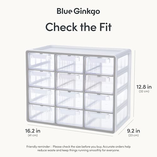 Blue Ginkgo 12-Drawer Storage Cabinet Organizer, Grey, Made in Korea - color: GREY, size: 12 Drawer