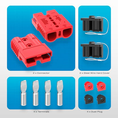 Anderson Connector, 175AMP 1/0AWG Battery Quick Connect w/Hard Cover 12V-36V Anderson Plug Winch Wiring Kit for Cable RV Truck Winch (2pcs)-RED - size: Red-2pcs