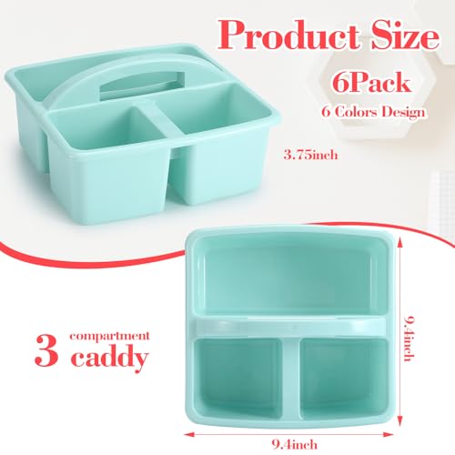 Lineshading 6 Pack 3 Compartment Classroom Table Caddy with Handle Boho