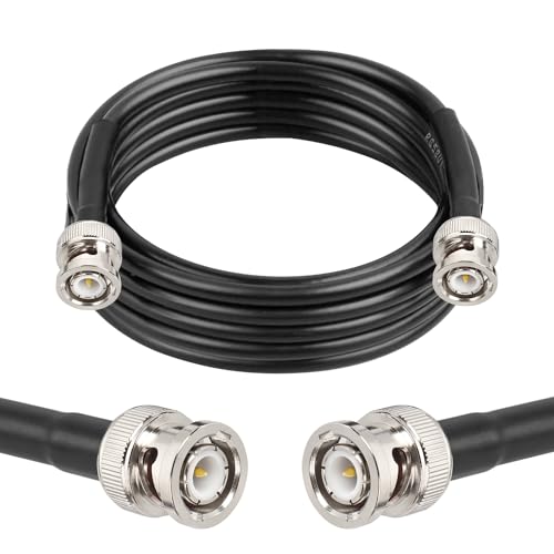MOOKEERF BNC Cable - 10FT RG58 50 ohm Male to Male Coax Cables Low Loss BNC Extension Coaxial Cable with for Antennas, RF Radios, Modems, Oscilloscopes, Spectrum, etc (Black) - size: 10FT