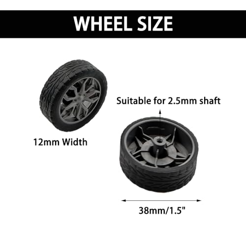 10PCS Toy Wheel Model Car Wheel with 5PCS Round Rod Shaft Axles for DIY Model Toy RC Car Truck Robot Building Project (2.5x38mm) - style: 2.5x38mm