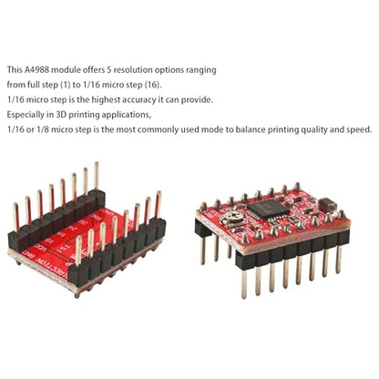 4Pcs A4988 Stepper Motor Driver Module with Heat Sink Compatible with 3D Printer Reprap, Arduino 3D Printer CNC Engraving Machine, etc. - style: 4pcs A4988 Stepstick Stepper Motor Driver Module with Heat Sink