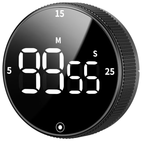 Seniny Digital Kitchen Timer with Magnetic - Visual Timer with Large LED Display, Pomodoro Classroom Timers with 3-Preset Times, Volume Adjustable, Countdown & Count Up Timers for Cooking - color: Black