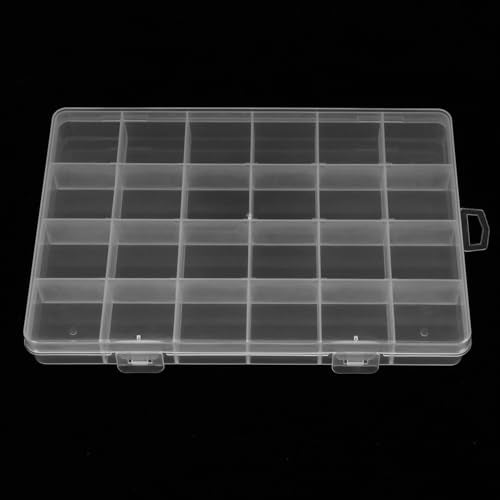 2 Pack 24 Grids Clear Plastic Organizer Box Fixed Compartment Storage Container for Craft, Beads, Jewelry, Small Parts, Small Items