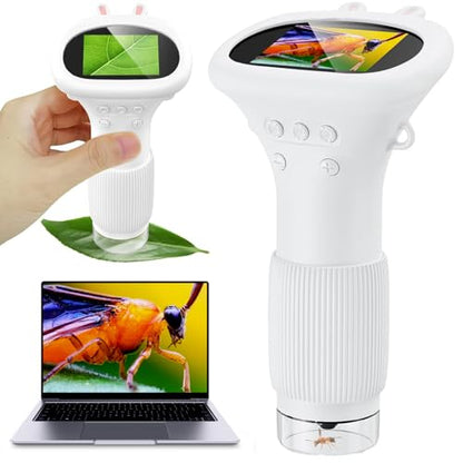 Handheld Microscope for Kids, 2" HD Screen Mini Portable Microscope Camera - color: White
