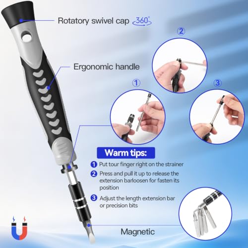 LIFEGOO Precision Screwdriver Set, 130-in-1 Electronics Repair Tool Kit with 120 Bits, Magnetic Screwdriver Kit with Flexible Shaft and Built-In Parts Box for iPhone, Laptop, PC, Xbox, Switch, Watch - color: Blue, size: 130 in 1