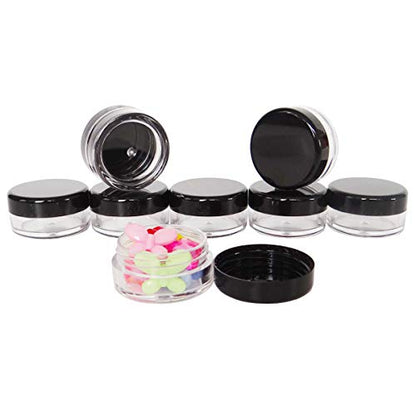 20x 3ml Empty Cosmetic Sample Jars, Small Round Plastic Containers - color: 20x 3ml Black