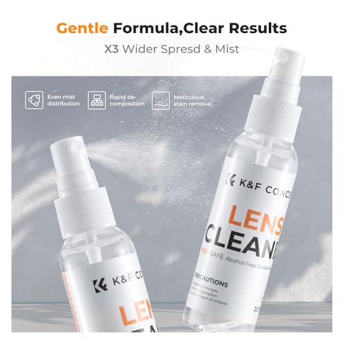 K&F CONCEPT Lens Cleaner Spray Kit,Microfiber Cloth X2,Glasses Cleaner X2 - size: Cleaner*2+Cloth*2