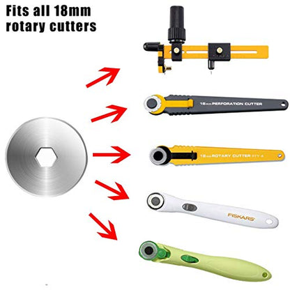 SOMOLUX 18mm Rotary Cutter Refill Blades 5 Pcs for OLFA Rotary Circle Cutter, Fiskars Replace Blades for Crafts Quilting Scrapbooking Sewing - color: 18mm Rotary Blade