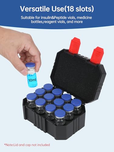 10ml Peptide Case for Fridge, 12slot Insulin & Peptide Vials Storage Case - color: 12-shots×10ml (Black)