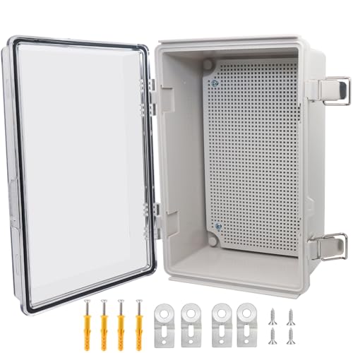 Electrical Box, Outdoor Waterproof Box IP67 Junction Box with Mounting Plate,ABS Plastic Project Box Power Cord Enclosure Clear 11" Dx7.5 Wx5.1 H - color: Clear, size: 11"Dx7.5"Wx5.1"H