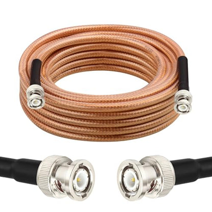 RG8X BNC Extension Cable, Low Loss BNC Male to BNC Male Coaxial Cable, 50 Ohm Flexible Coax Jumper with Dual-Layer Strain Relief for CCTV Security Camera, RF Antennas, Oscilloscope 25FT - size: 25FT