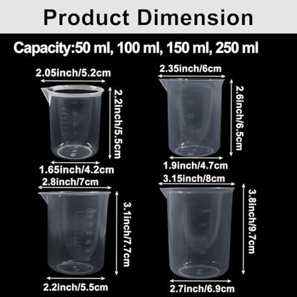 Measuring Cups, 4 Pcs, 50ml/100ml/150ml/300ml - size: 50ml/1.7oz, 100ml/3.4oz, 150ml/5.1oz, 300ml/10.2oz, style: 4 Pcs