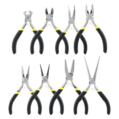 Mini Pliers Set, 8pcs Long Nose Pliers with Comfort Grip Handles for Making Crafts, Electronic Repairing & Jewelry, Multi Purpose Jewelry Making Tools, DIY Nippers Repair Tool Kit