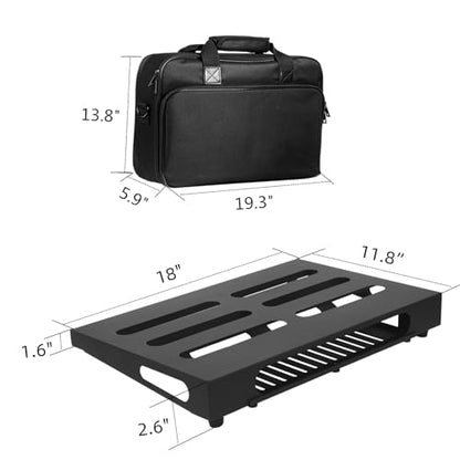 18" x 11.8" Guitar Pedal Board with Power Supply Tray - color: Black, size: 18” x 11.8”