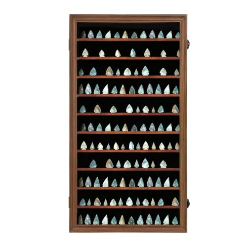 KCRasan Arrowhead Display Case Native American Arrowhead Shadow Box,Walnut - size: Oversized Walnut