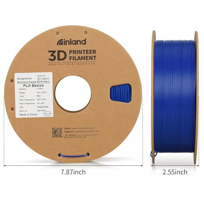 Inland PLA Basics Filament 1.75mm, 1kg Spool – Dimensional Accuracy ±0.02mm, Neatly Wound, Fits Most FDM 3D Printers (Blue & Yellow, 2 Pack) - color: 2kg Blue & Yellow