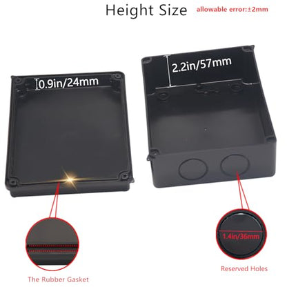 Outdoor Waterproof Box,Junction Box Reserved Holes IP65 ABS Plastic Electrical Boxes Power Cord Enclosure Project Box Black Outer Size 7.9 x 6.1 x 3.1 inch(200x155x80mm) - size: 7.9" x 6.1" x 3.1"