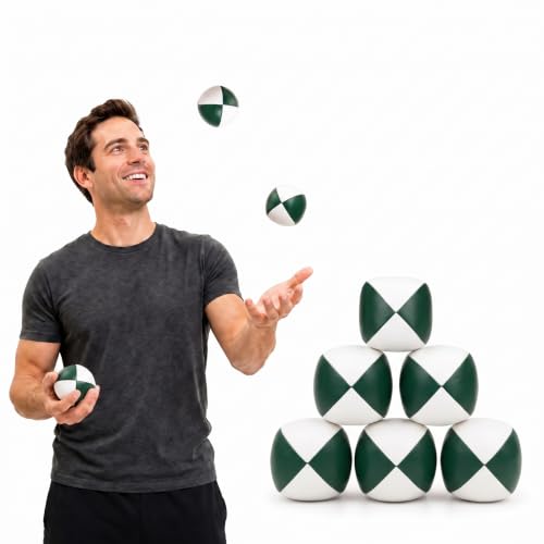 Patelai 6 Pack Juggling Balls for Beginners, Soft Juggle,White Green - color: White Green